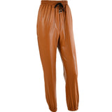 Brown Leather Pants Loose Elastic Force Sexy Leather Pants Autumn and Winter Ankle-Tied Bandage Leather Pants