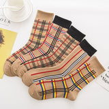 Thick Plaid All Cotton Mid-Calf Length Socks TB Women's Socks
