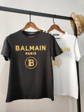 T Shirt Balmain Spring/Summer Cotton Gilding Letters Short-Sleeved T-shirt for Men and Women