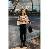 Fair Isle Sweater Cottagecore Outfits for Women Thick Loose Fashion Sweater