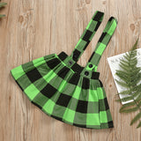 Children Saint Patrick's Day Gray Romper Green Check Overall Dress Suit