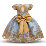 Toddler Girls Sequin Gown Dress Personality Backless Dress Bow Children Shirt Mesh Formal Dress