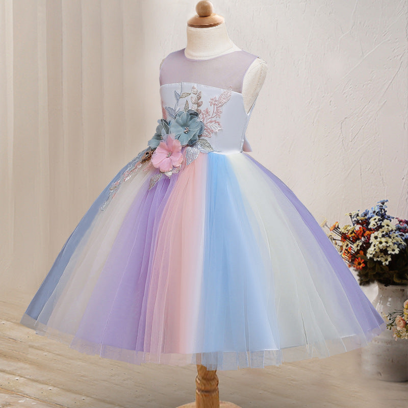 Toddler Girls Sequin Gown Dress Children's Dress Princess Dress Host Catwalk Performance Wear Long Dress