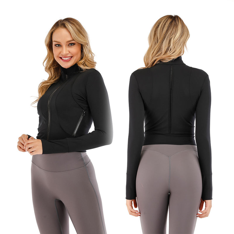 BBL Jacket Elastic Yoga Jacket Women's Zipper Jacket Long-Sleeved Top