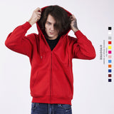 Black Zip Up Hoodie Pure Thickened Zipper Hooded Sweater Cardigans for Men and Women