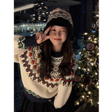 Fair Isle Sweater Cottagecore Outfits for Women Thick Loose Fashion Sweater