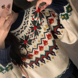 Fair Isle Sweater Cottagecore Outfits for Women Thick Loose Fashion Sweater