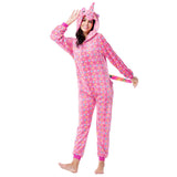 Hoodies Blankets Cartoon One-Piece Pajama Flannel Unicorn