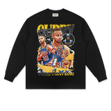 Stephen Curry Shirt Curry Printed Long-Sleeved T-shirt Casual Loose Distressed