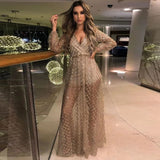 Olivia Wilde Dress Sexy V-neck Backless Dress Sequined Evening Gown