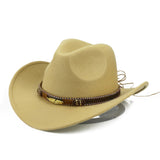 Cowboy Hats Cowboy Hat Autumn and Winter Woolen Hat Wide Brim Jazz Felt Cap