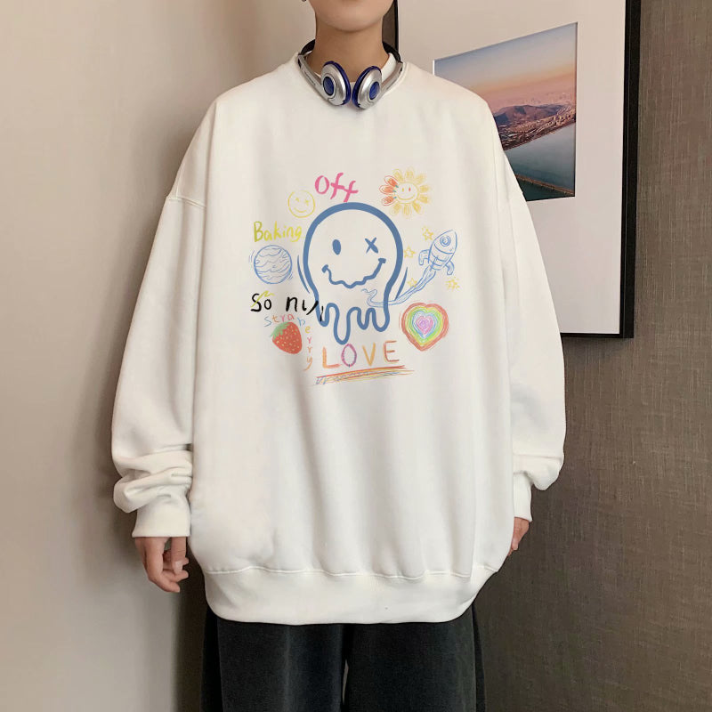 Men Sweatshirts Sweater round Neck Loose Spring and Autumn Coat Fall Men's Clothing
