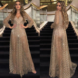 Olivia Wilde Dress Sexy V-neck Backless Dress Sequined Evening Gown