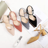 Nude Strappy Block Heels Women's Sandals