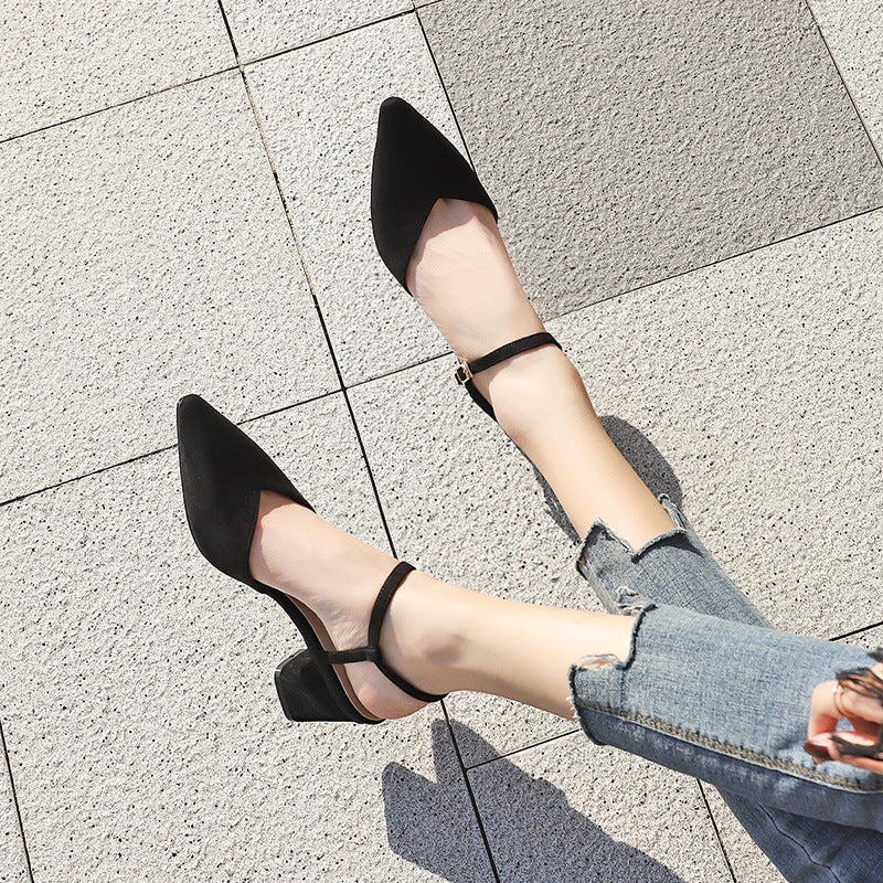 Nude Strappy Block Heels Women's Sandals