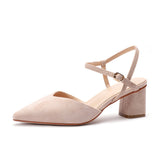 Nude Strappy Block Heels Women's Sandals