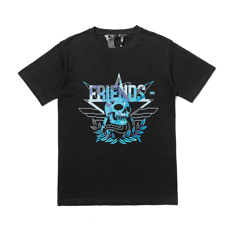 Skull Vlone Shirt Skull Short Sleeve Tee Men's and Women's Loose T-shirt