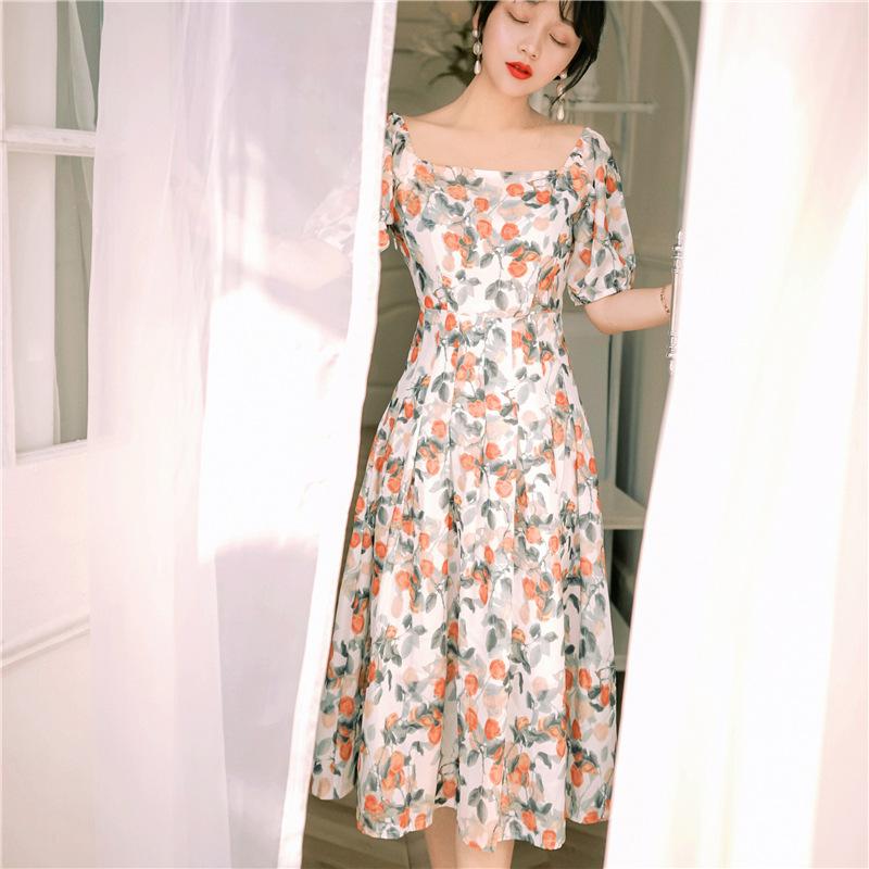 Summer Short Sleeve Bohemian   Dress Puff Sleeve Floral  Cottagecore Aesthetic Flowy Victoria Cottage Core Boho Dress