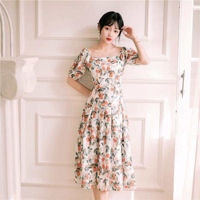 Summer Short Sleeve Bohemian   Dress Puff Sleeve Floral  Cottagecore Aesthetic Flowy Victoria Cottage Core Boho Dress
