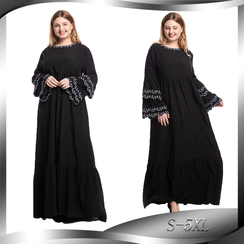 Muslim Women Stylish Kashibo Abaya Muslim Ladies Long Gown Islamic Clothing Jilbab Jalabiya Fashion Long Sleeve Embroidered Slim Dress