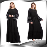 Muslim Women Stylish Kashibo Abaya Muslim Ladies Long Gown Islamic Clothing Jilbab Jalabiya Fashion Long Sleeve Embroidered Slim Dress