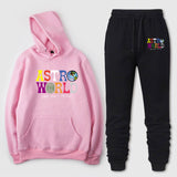 Travis Scott Astroworld Hoodie & Pant 2 Piece Set Printed Men and Women Fashion Casual Top