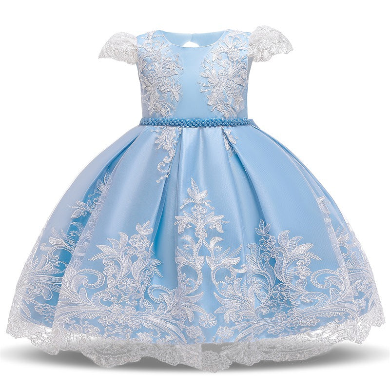 Toddler Girls Sequin Gown Dress Girls' Wear Female Older Children's Dress Sequined Princess Dress Lace