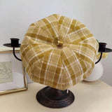 Check Beret Hat Plaid Hat for Children Spring and Summer