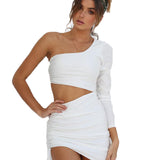 Maddy Euphoria Outfits Women's Sexy Hollow Long Sleeve Narrow Dress