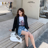 Cute Leather Jacket Women's Spring Loose B Jacket Top Clothes