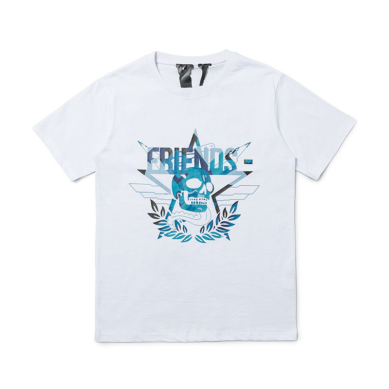 Skull Vlone Shirt Skull Short Sleeve Tee Men's and Women's Loose T-shirt
