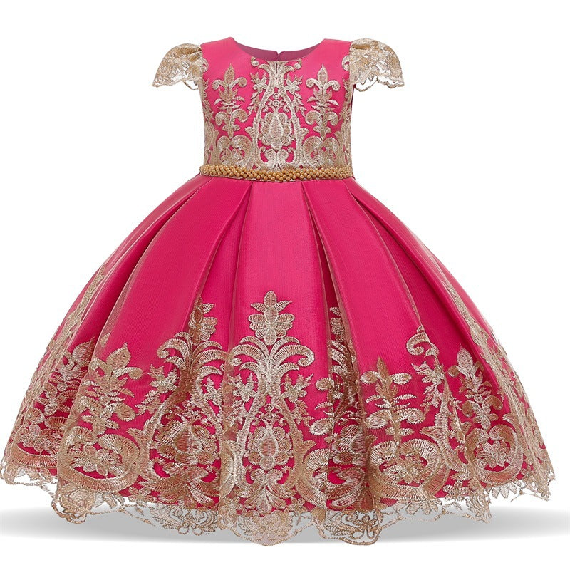 Toddler Girls Sequin Gown Dress Girls' Wear Female Older Children's Dress Sequined Princess Dress Lace