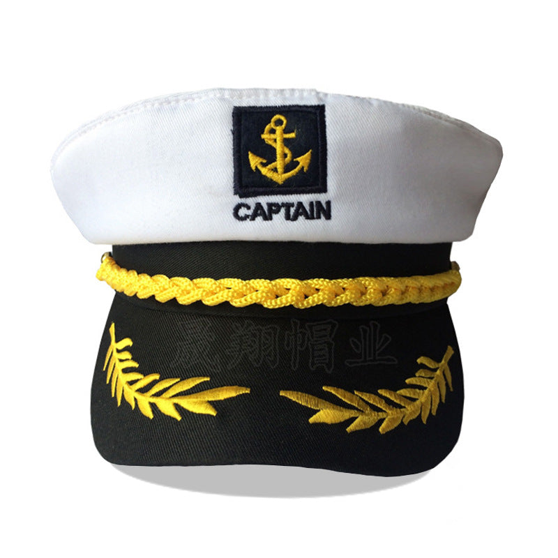 Sailor Hat Sea Military Cap White Hat Summer Retro Flat Top Military Cap