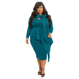 Nina Parker plus Size Dresses plus Size Dress Fashion Bowknot Long Sleeve Dress