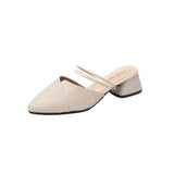 Nude Strappy Block Heels Chunky Heel Sandals for Women