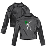 Graphic Leather Jacket Women the Second Season around the Irish Festival Street Trend Women's Leather Top