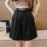 Women's Cargo Shorts Women's Summer Suit Cropped Pants High Waist Loose Wide Leg Pants