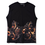 GVC Vest Roaring Dog Pattern Cotton Loose Vest