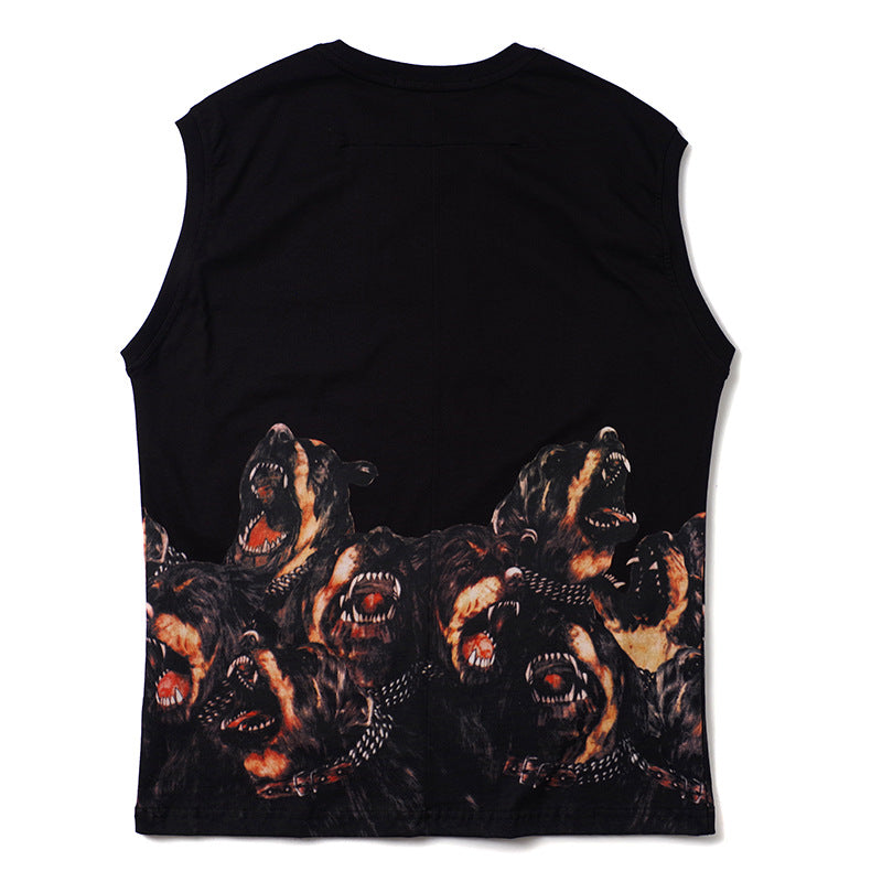 GVC Vest Roaring Dog Pattern Cotton Loose Vest