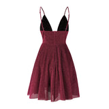 Homecoming Dresses Sexy Solid Color Deep V-neck Strap Sleeveless Dress Short Skirt