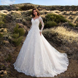 Lady Gaga Dress Long Sleeve Solid Color Lace Bridal Wedding Dress