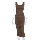 Victoria Beckham Dresses Autumn And Winter Solid Color Sleeveless Slim Fit