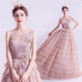 Women'S Evening Dress Ball Gown Princess Quinceanera Wedding Dresses Pink Bridal Wedding Toast Dress Evening Gown Tulle Tutu Dress