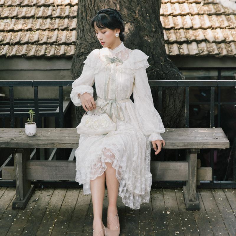Retro Court Lace Large Swing cottagecore aesthetic dresses