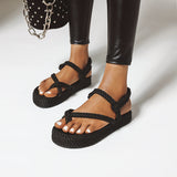 Flat Dress Sandals Summer Flat Platform Plus Size Toe Covering Casual Sandals