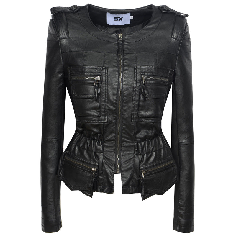 Leather Biker Coat Gothic Leather Jacket Women Pu Jackets plus Size Coat Motorcycle Clothing