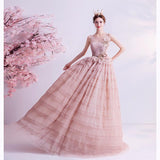 Women'S Evening Dress Ball Gown Princess Quinceanera Wedding Dresses Pink Bridal Wedding Toast Dress Evening Gown Tulle Tutu Dress