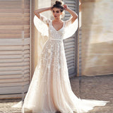 Women Lace Wedding Dress Spring and Summer Dress Sexy Lace V-neck Backless Dress