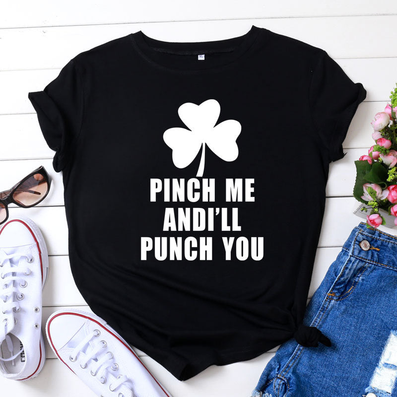 Saint Patrick's Day Closing Printed Letter T-shirt Casual Short Sleeve