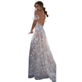 Women Lace Wedding Dress Sexy V-neck Strap Dress Long Dress Evening Gown
